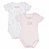 Памучен комплект от два броя бодита за бебе в бяло и розово Chicco 245395 