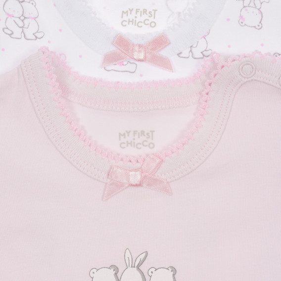Памучен комплект от два броя бодита за бебе в бяло и розово Chicco 245396 3