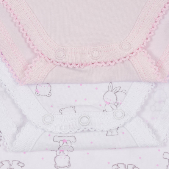 Памучен комплект от два броя бодита за бебе в бяло и розово Chicco 245397 4
