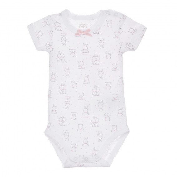 Памучен комплект от два броя бодита за бебе в бяло и розово Chicco 245401 2