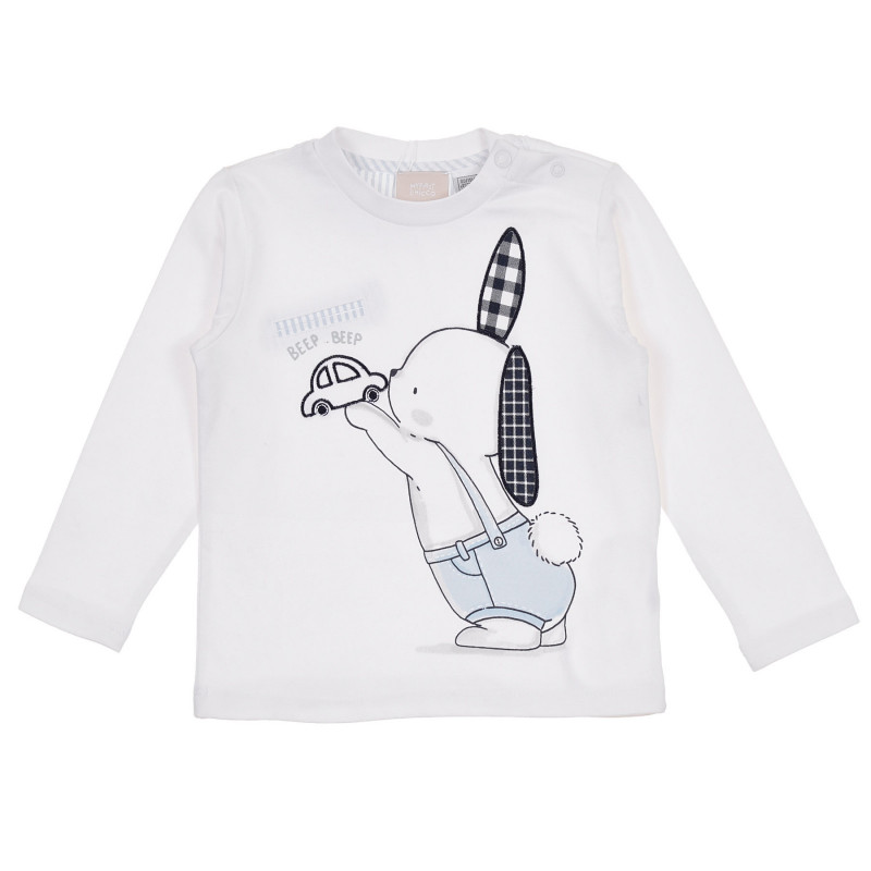 Памучна блуза със зайче за бебе момче  245422