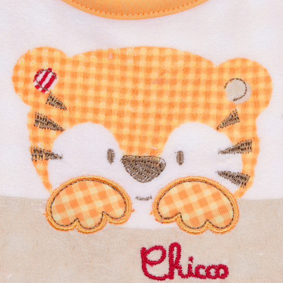 Памучен лигавник с апликация тигър за бебе, бял Chicco 245454 2
