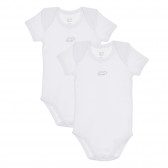 Памучен комплект от два броя бодита с къс ръкав за бебе, бели Chicco 245517 