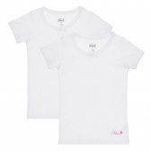 Памучен комплект от два броя тениски с панделка, бели Chicco 245547 