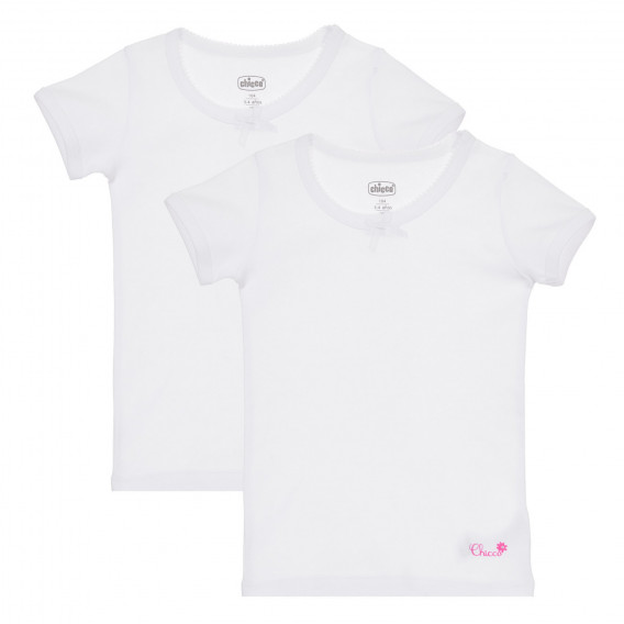 Памучен комплект от два броя тениски с панделка, бели Chicco 245547 
