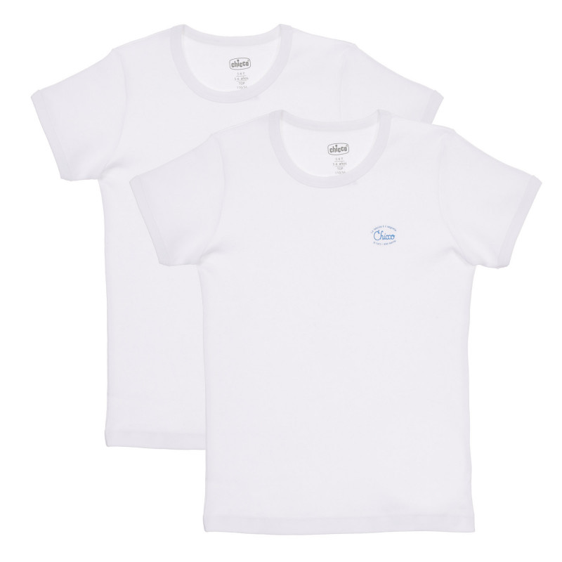 Памучен комплект от два броя тениски, бели  245552