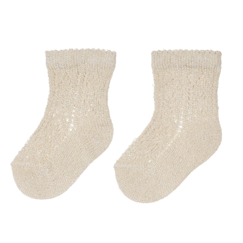 Чорапи с вплетени метални нишки, бежови  245570