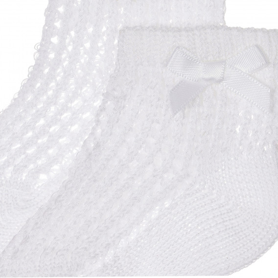 Чорапи с панделка за бебе, бели Chicco 245608 2
