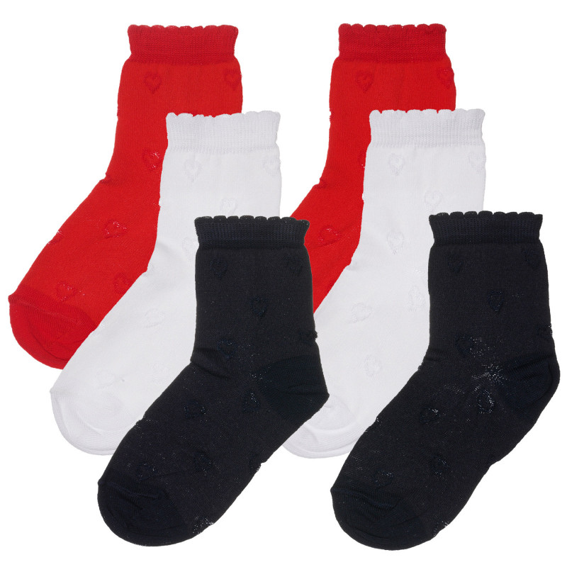 Комплект от 3 чифта чорапи на сърца, многоцветни  245637