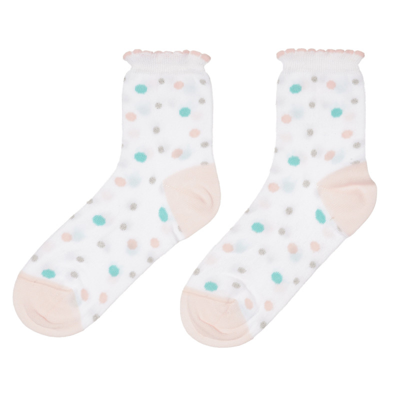 Чорапи с цветни точки , бели  245655