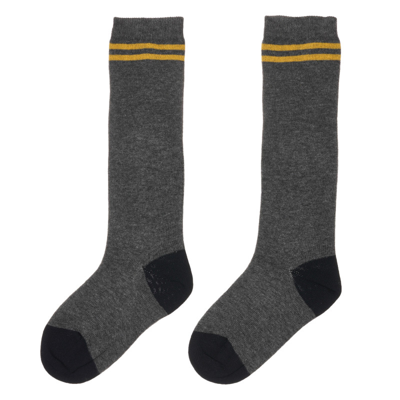 Чорапи с жълта ивица за бебе, сиви  245696
