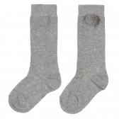 Дълги чорапи декорирани с топче от пух, сиви Chicco 245712 