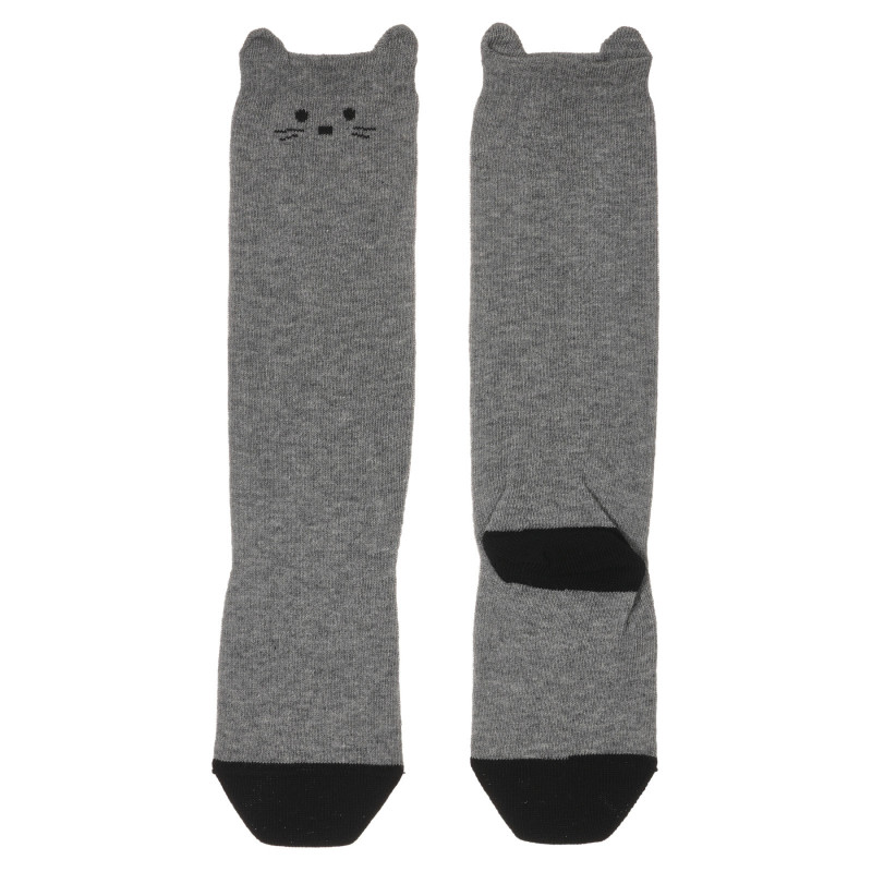 Чорапи с апликация коте, сиви  245718