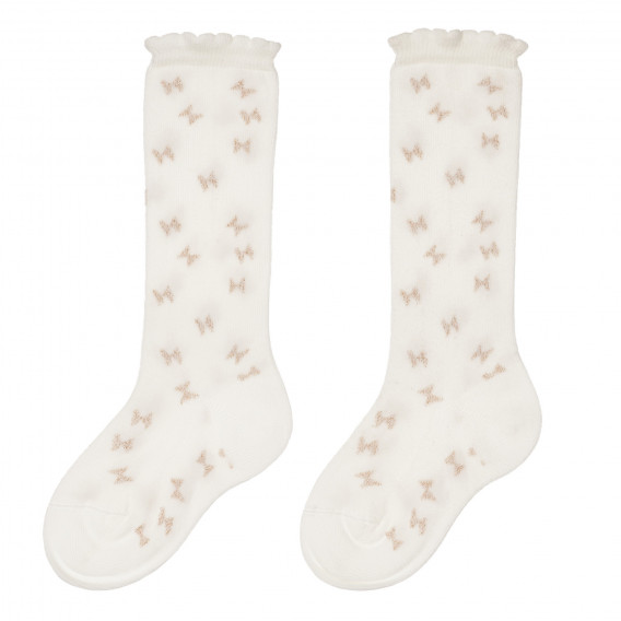 Комплект памучни чорапи с къдрички, бели Chicco 245722 2