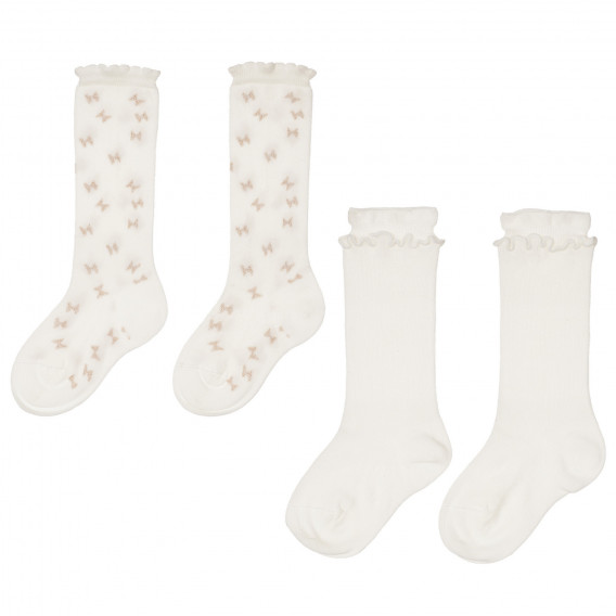 Комплект памучни чорапи с къдрички, бели Chicco 245725 