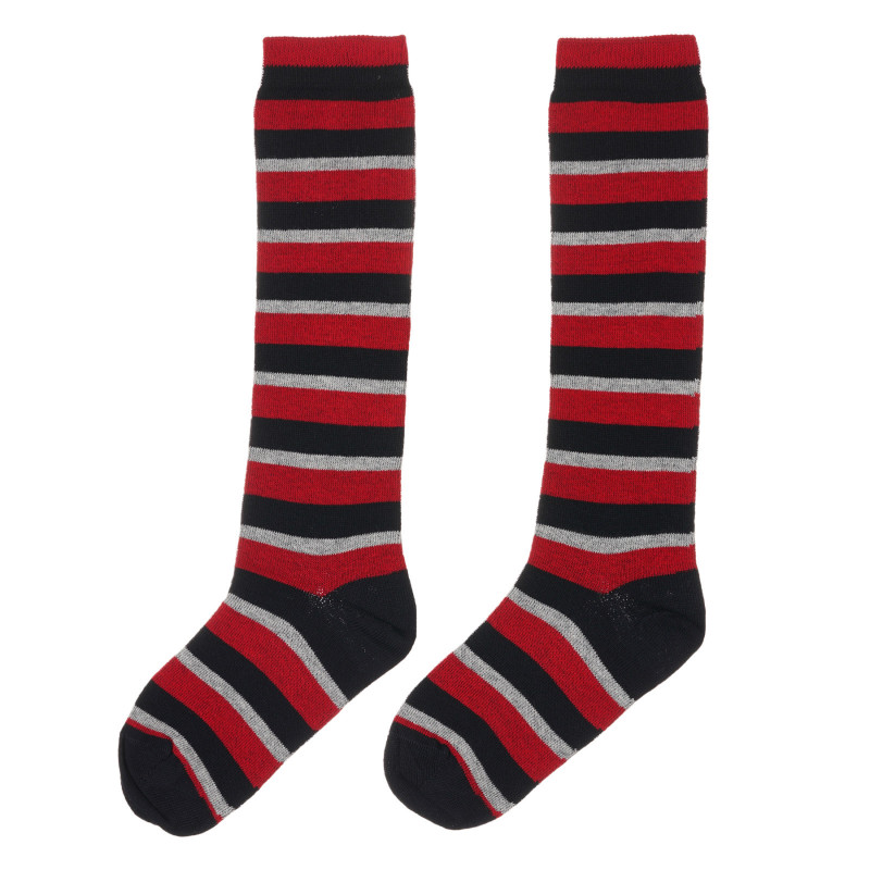 Раирани чорапи, в червено, сиво и черно  245743