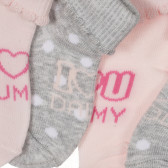 Комплект от два чифта чорапи I love mummy за бебе в розово и сиво Chicco 245766 3
