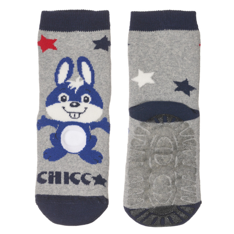 Чорапи със зайче за бебе, сиви  245825