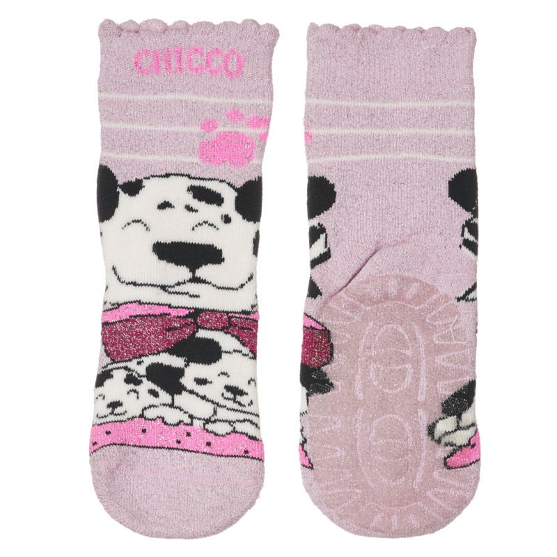Чорапи с принт на кучета, розови  245831