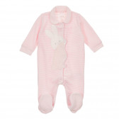 Раиран гащеризон със зайче за бебе в бяло и розово Chicco 245845 