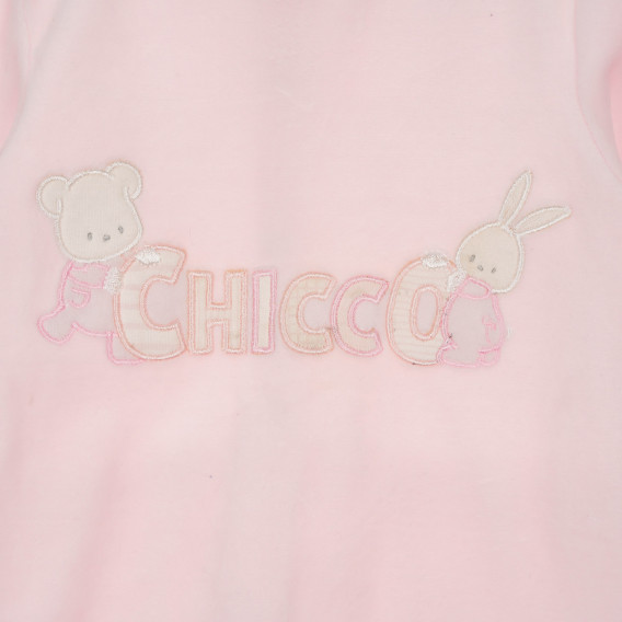 Плюшен гащеризон с надпис на бранда за бебе, розов Chicco 245860 2