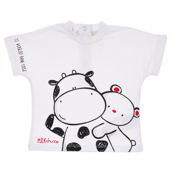 Памучна тениска с животни за бебе, бяла Chicco 245867 