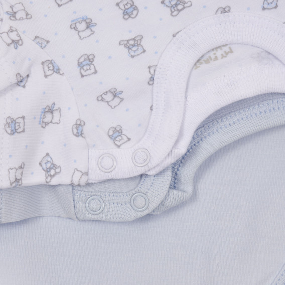 Памучен комплект от два броя бодита с къс ръкав за бебе, бяло и синьо Chicco 245889 3
