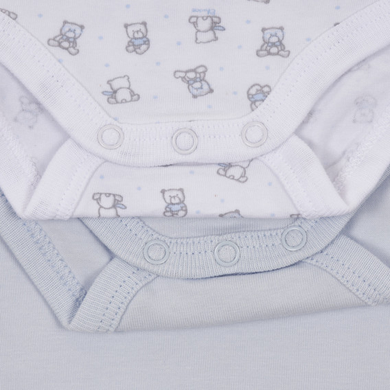 Памучен комплект от два броя бодита с къс ръкав за бебе, бяло и синьо Chicco 245890 4