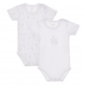 Памучен комплект от два броя бодита с къс ръкав за бебе, бели Chicco 245911 