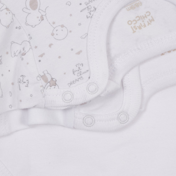 Памучен комплект от два броя бодита с къс ръкав за бебе, бели Chicco 245912 3