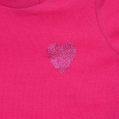 Памучна тениска с щампа на брокатено сърце за бебе, розова Chicco 245927 2