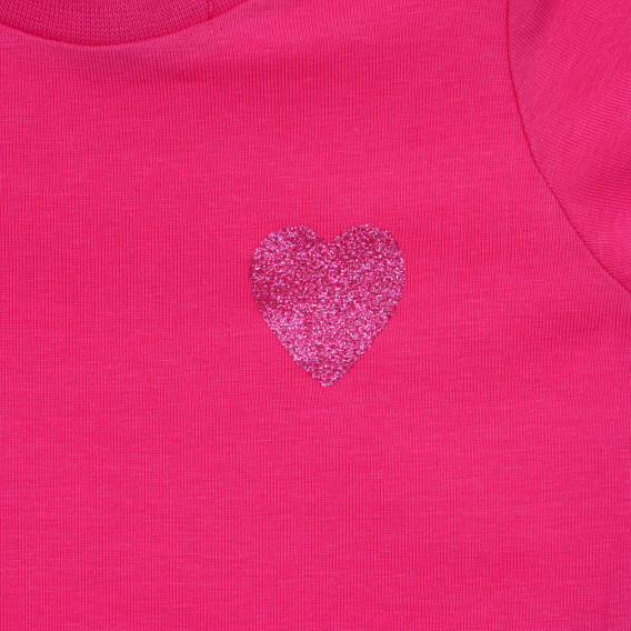 Памучна тениска с щампа на брокатено сърце за бебе, розова Chicco 245927 2