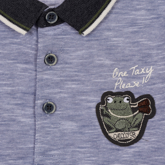 Памучна блуза с апликация на жаба за бебе, синя Chicco 245986 2