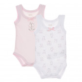 Памучен комплект от два броя бодита за бебе, бяло и розово Chicco 246080 