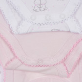 Памучен комплект от два броя бодита за бебе, бяло и розово Chicco 246082 4