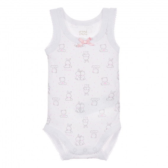 Памучен комплект от два броя бодита за бебе, бяло и розово Chicco 246084 6