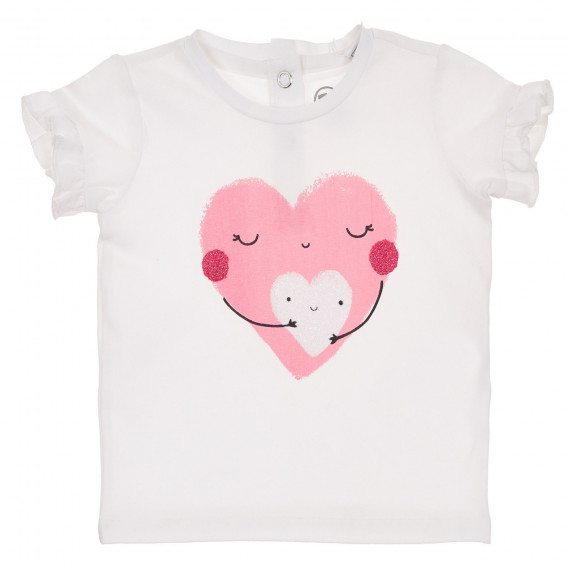 Памучна тениска със сърце за бебе , бяла Chicco 246128 