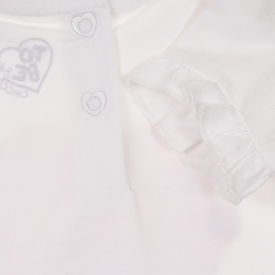 Памучна тениска със сърце за бебе , бяла Chicco 246130 3