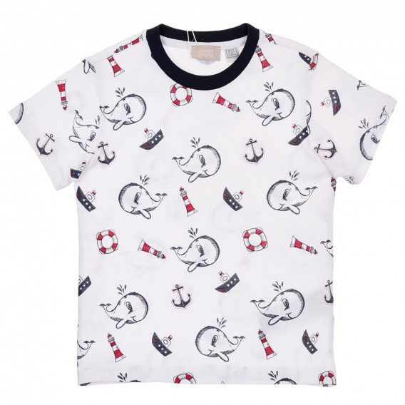 Памучна тениска с морски мотиви за бебе, бяла Chicco 246136 