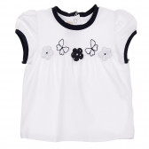 Памучна тениска с апликация цветя за бебе, бяла Chicco 246140 