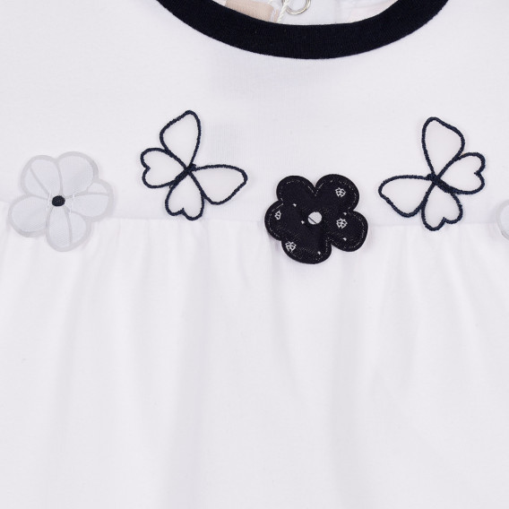 Памучна тениска с апликация цветя за бебе, бяла Chicco 246141 2