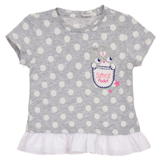 Памучна тениска с фигурален принт за бебе, сива Chicco 246152 
