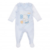 Памучен комплект от боди и гащеризон Sport boy за бебе, синьо Chicco 246160 