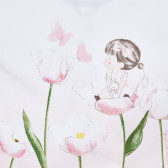Памучна тениска с щампа на цветя за бебе, бяла Chicco 246231 2