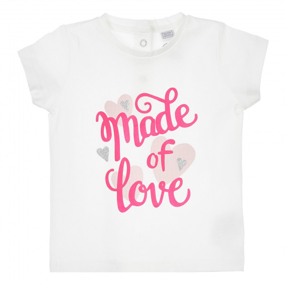Памучна тениска с розови акценти за бебе, бяла Chicco 246270 