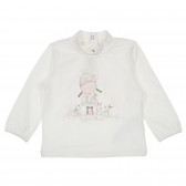Памучна блуза с щампа на момиче за бебе, бяла Chicco 246294 