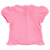 Памучна тениска с щампа и панделка за бебе, розова Chicco 246337 4