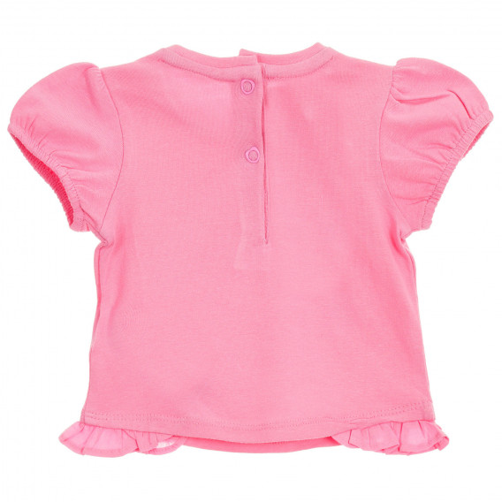 Памучна тениска с щампа и панделка за бебе, розова Chicco 246337 4