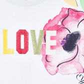 Памучна тениска с щампа на цвете и надпис, бяла Chicco 246339 2