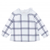 Памучна блуза с къдрички и сини акценти за бебе, бяла Chicco 246354 